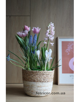 Весняне кашпо з первоцвітами