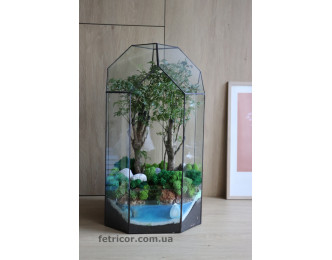 Флораріум з деревом бонсай Юрський період 50см х 35см