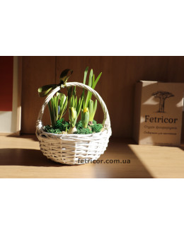 Плетений кошик з первоцвітами 
