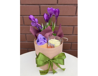 Подарунковий кошик з квітами "Весняна ніжність" 