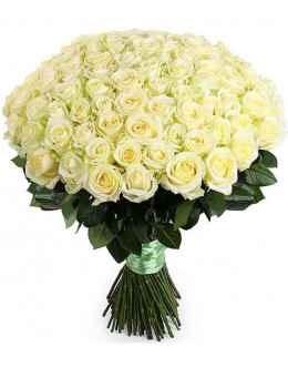 Букет 101 біла троянда Аваланч "Білосніжка" 