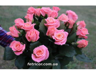 Букет з 21 трояндою "Персиковий настрій"